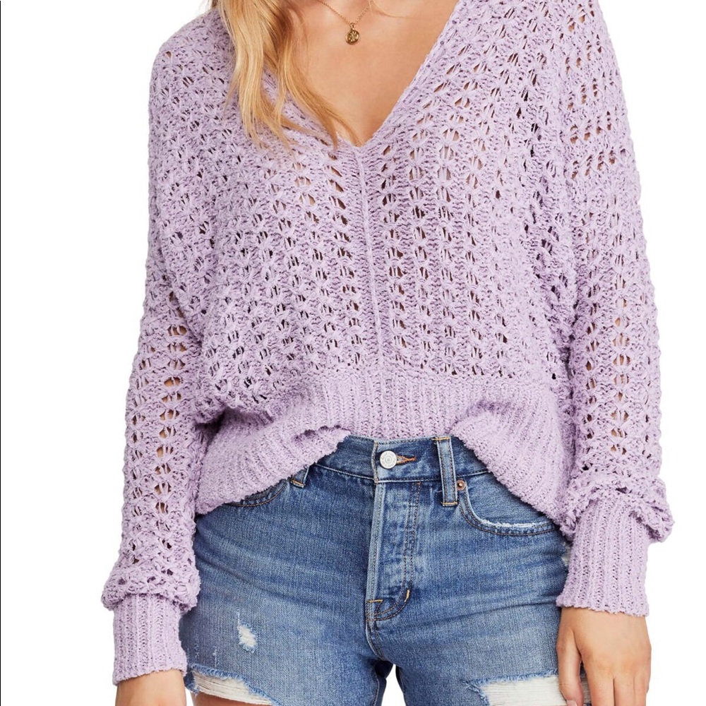 NWT Free People Best of You Sweater in Purple Moon - Picture 3 of 4